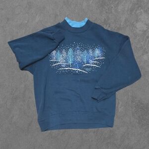 Vintage 90s Morning Sun Forest Mock Neck Sweatshirt Large Whimsygoth Fairycore